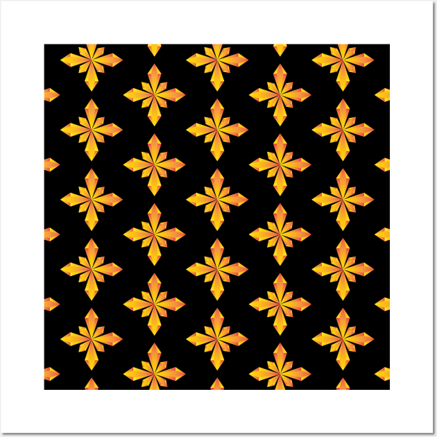 Yellow Crystal star pattern Wall Art by kindsouldesign